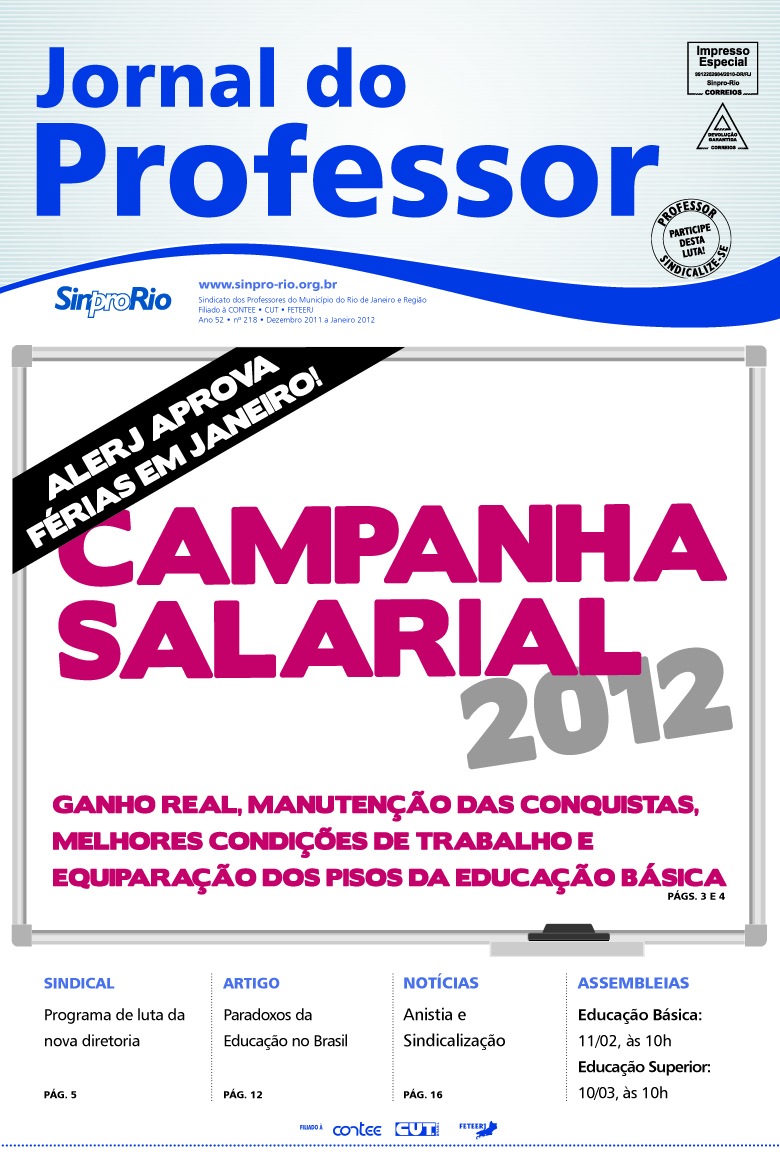 Jornal do Professor – Ano 52 – nº 218 – Dezembro 2011