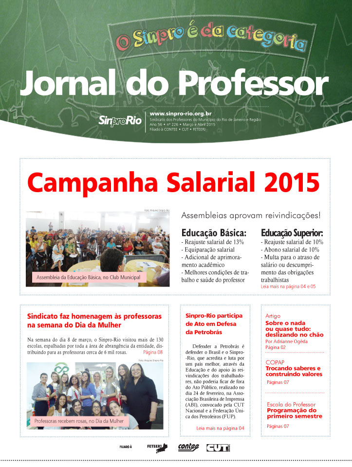 Jornal do Professor – Ano 56 – nº 226 – Março e Abril de 2015