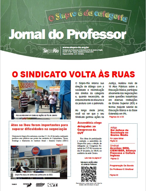 Jornal do Professor – Ano 56 – nº 227 – Agosto, Setembro e Outubro de 2015