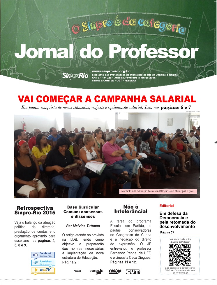 Jornal do Professor – Ano 57 – nº 228 – Janeiro, Fevereiro e Março de 2016
