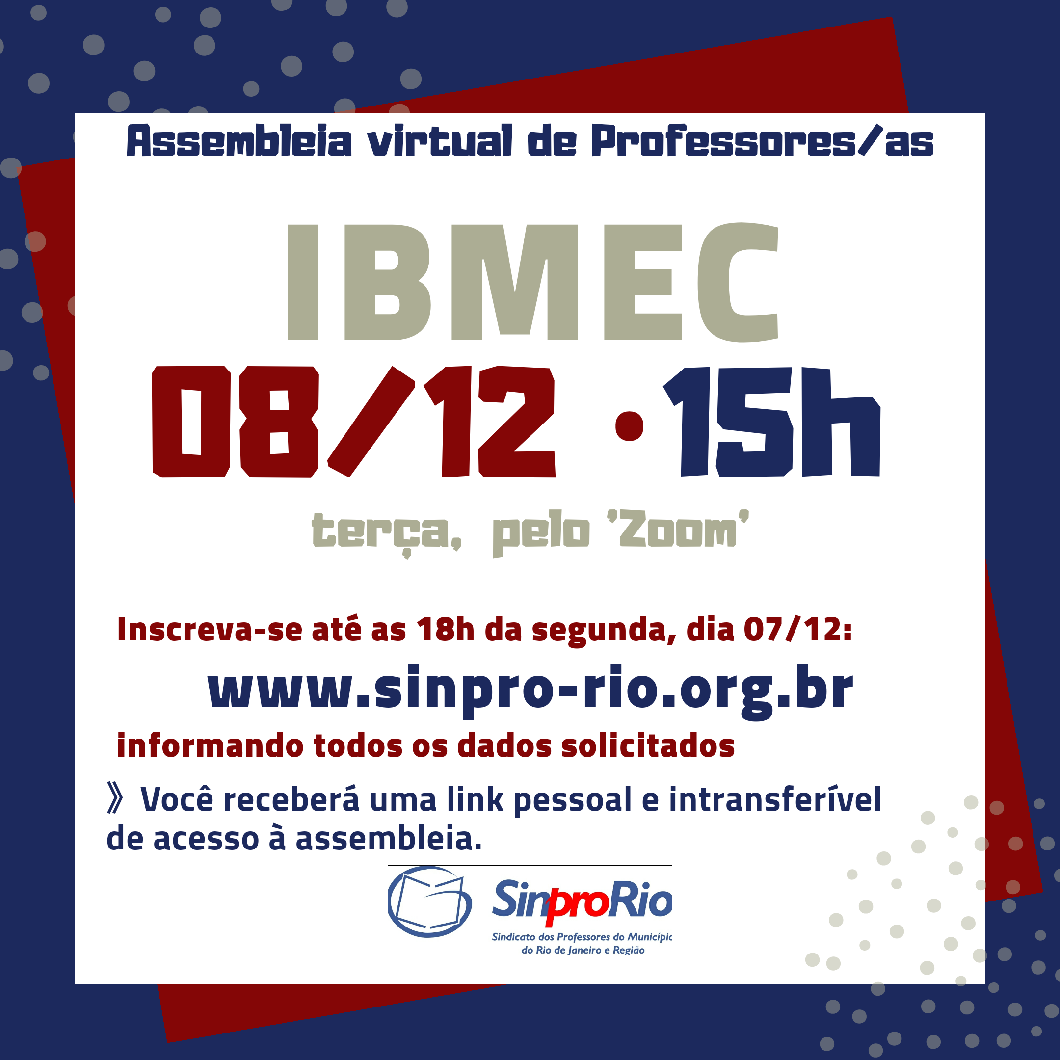 IBMEC: assembleia virtual dia 08/12, 15h. Inscreva-se por aqui!