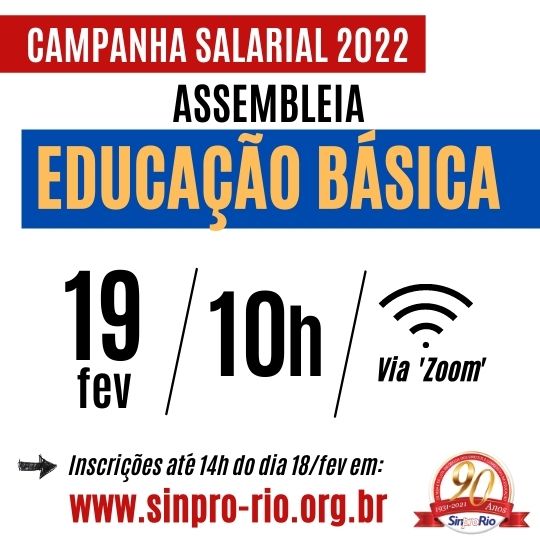 Campanha Salarial 2022 – Ed. Básica: assembleia 19/fev, 10h. Participe!