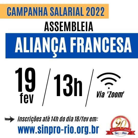 Camp. Salarial 2022 – Aliança Francesa: assembleia 19/fev, 13h!