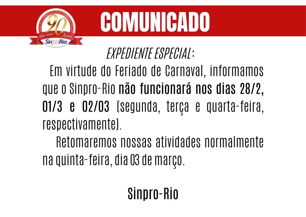 Carnaval: veja aqui o funcionamento do Sinpro-Rio