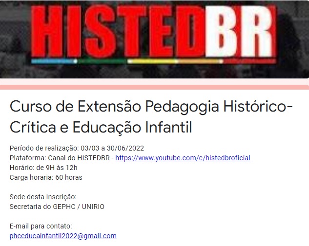 Curso de Extensão Pedagogia Histórico-Crítica e Educação Infantil