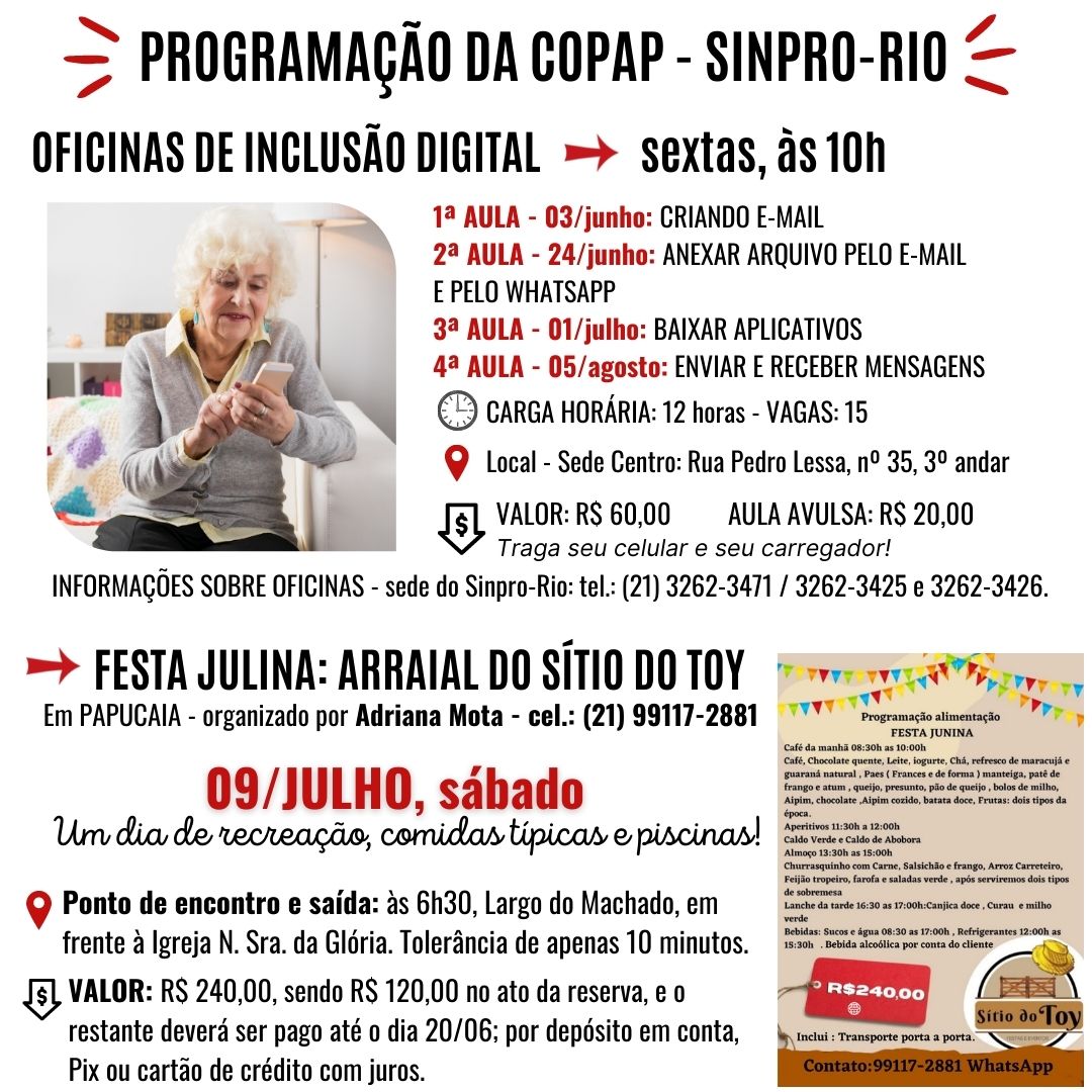 Copap planeja novas oficinas de inclusão digital e Festa Julina