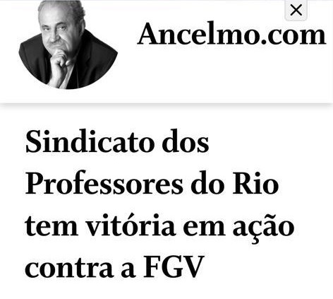 FGV: vitória do Sinpro-Rio sai na coluna do Ancelmo Góis