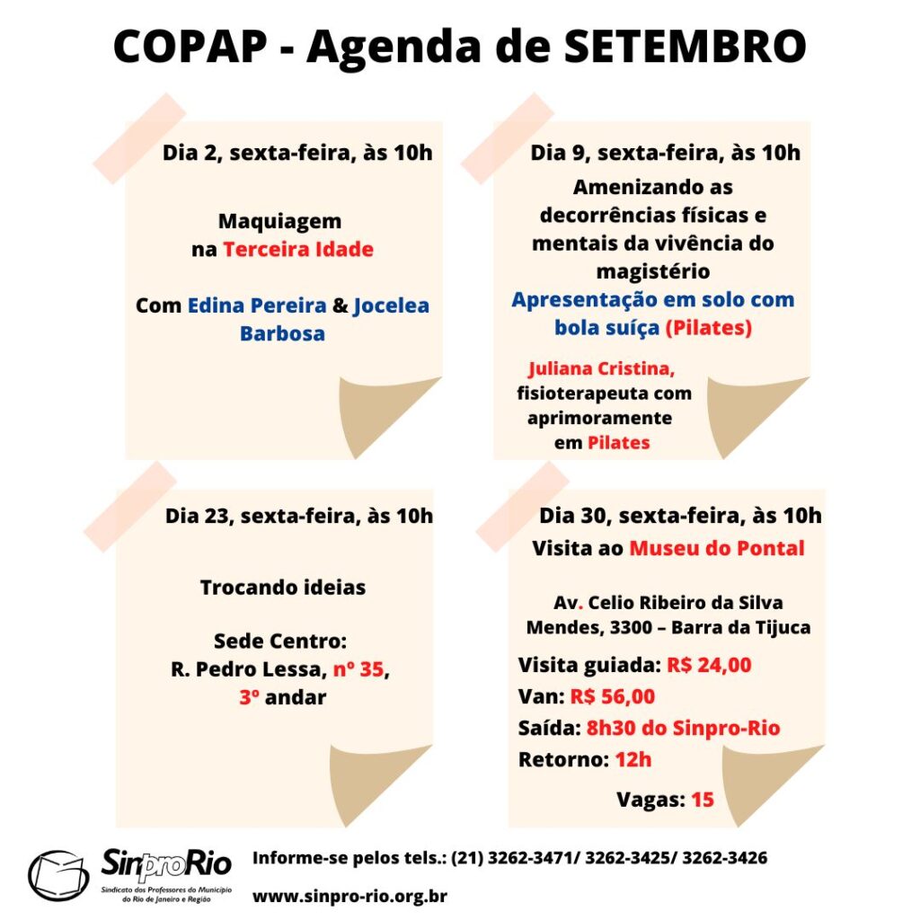 COPAP – agenda de setembro: confira e participe!