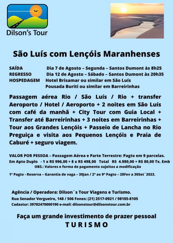 Turismo Sinpro-Rio: São Luís com Lençois Maranhenses