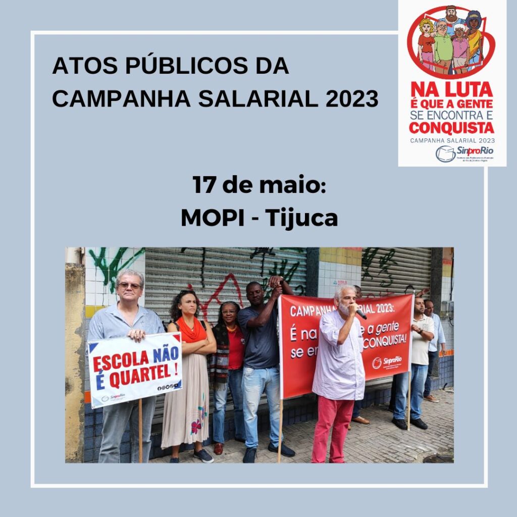 Camp. Salarial 2023 – Ato público na frente do Colégio MOPI, na Tijuca