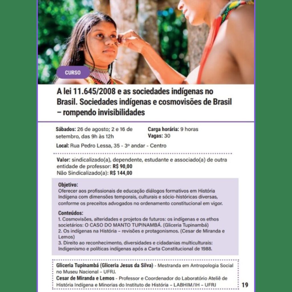 A lei 11.645/2008 e as sociedades indígenas no Brasil. Sociedades indígenas e cosmovisões de Brasil –rompendoinvisibilidades