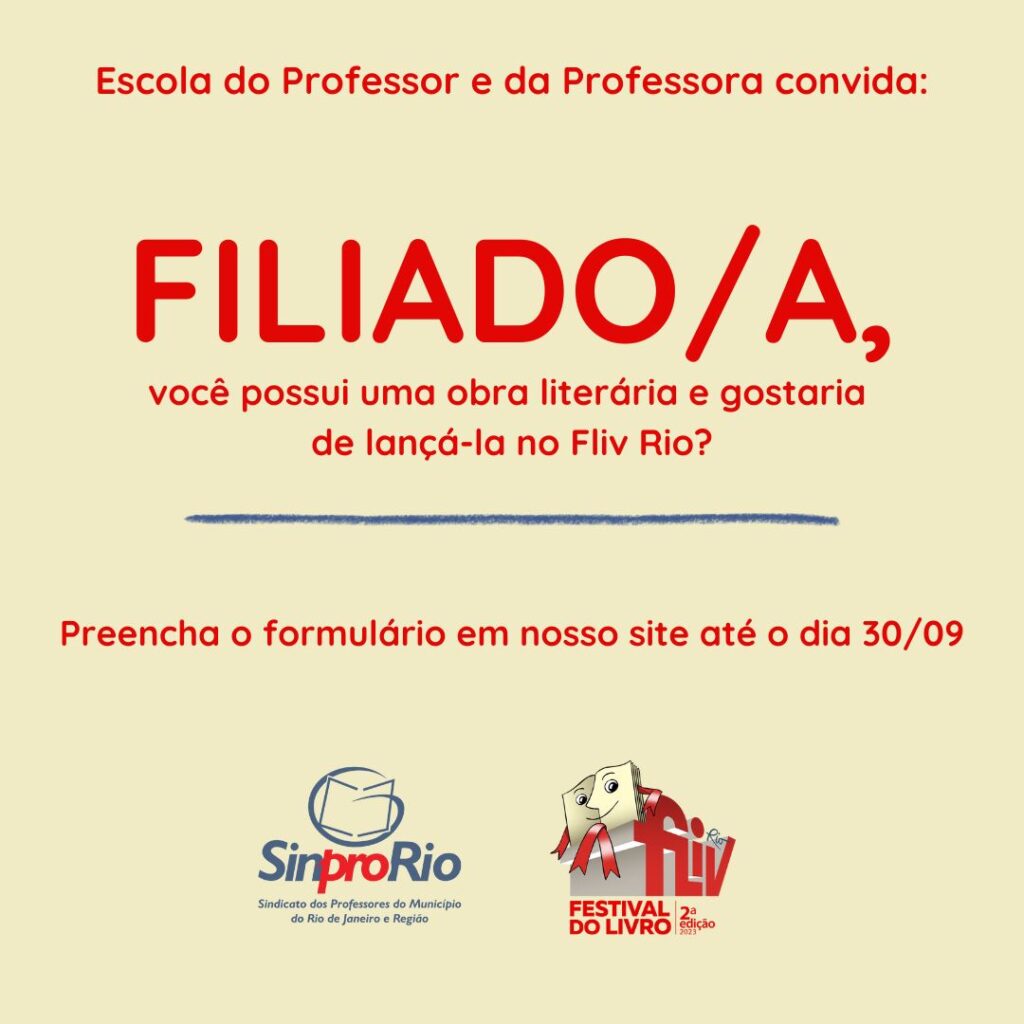 Escola do professor e da professora convida filiados/as a lançarem seus livros no Fliv Rio