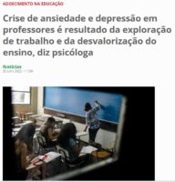 CNTE: “Crise de ansiedade e depressão em professores é resultado da exploração de trabalho e da desvalorização do ensino”