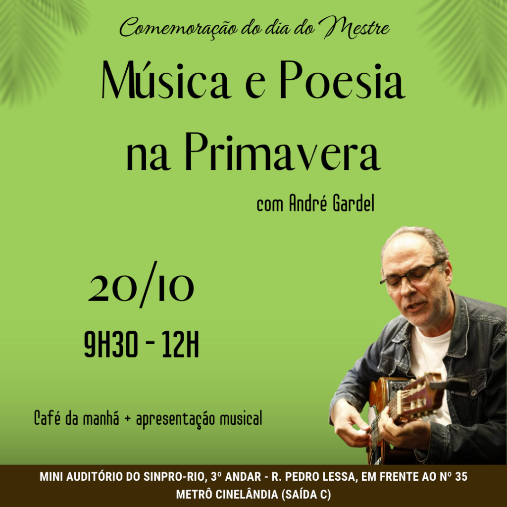 Copap: Música e Poesia na Primavera, com André Gardel; dia 20/10, às 9h30
