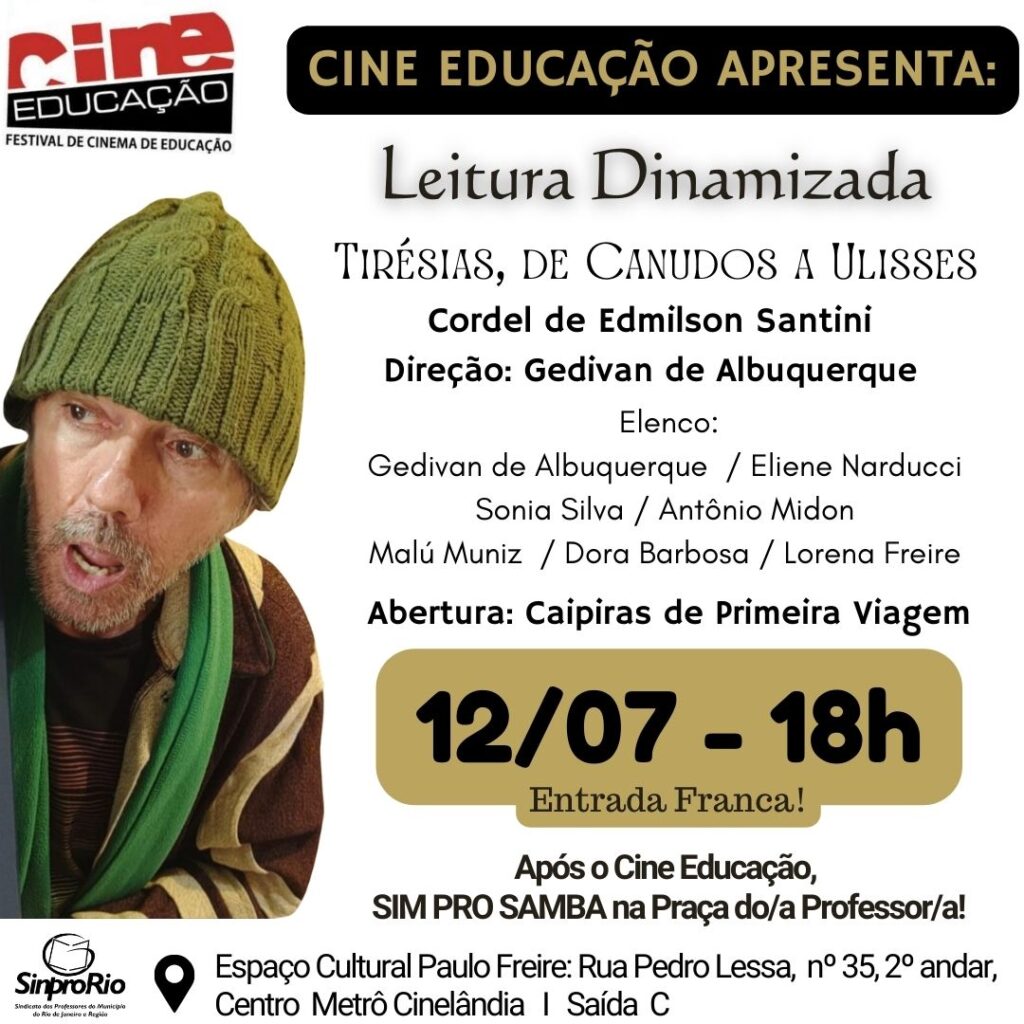 Cine Educação: dia 12/7, a partir das 18h!