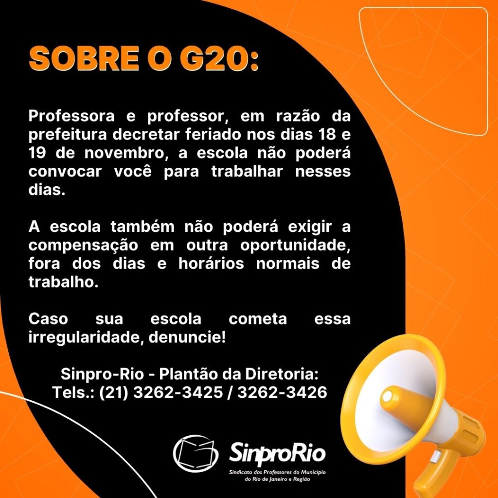 Aviso importante sobre o feriado municipal durante o G20!