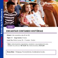 Venha participar da oficina “Encantar Contando Histórias”, no dia 9 de novembro, das 9h às 12h.